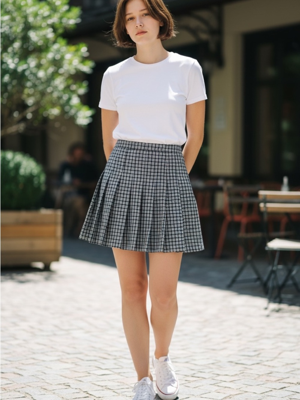 Preppy Black & White Plaid Mini Skirt | Y2K, Schoolgirl Tennis Style | size S